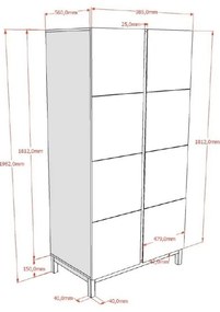 Biała szafa dziecięca 99x196x58 cm Eva – Vipack