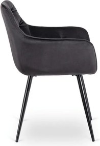 Zestaw Stół Prostokątny Rozkładany VICTOR 160-240 cm Czarny Marmur i 4 Krzesła MODESTO Czarne Welurowe Nowoczesne