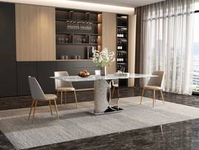 Ceramiczny stół do jadalni Modig M90 na srebrnej podstawie