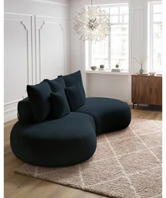 Ciemnoniebieska sofa z materiału bouclé 260 cm Saint-Germain – Bobochic Paris