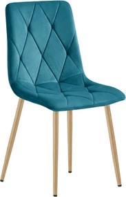 Turkusowe aksamitne krzesło jadalniane LIBRA