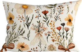 Poliestrowo-bawełniana poszewka na poduszkę FLORAL RIBBON POLY 50x70 cm, kremowy