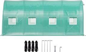 Tunel Foliowy SucceBuy z Ocynkowaną Ramą 4,5 x 2 x 2 m, Wodoodporny