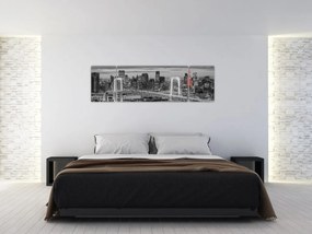 Obraz - Duże miasto z czerwoną wieżą (170x50 cm)
