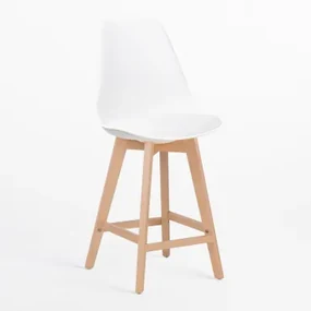 Zestaw 4 Wysokich Stołków 65 Cm Z Poduszką Z Ekoskóry Nordic Biała - Sklum
