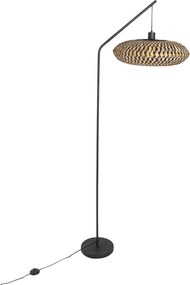 Orientalna lampa podłogowa czarna bambusowa - Ostrava