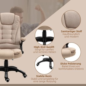 Vinsetto Ergonomiczny fotel biurowy z funkcją masażu i ogrzewania, regulowany, 67 x 74 x 107–116 cm, Brązowy