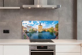 Panel szklany do Kuchni Mosty Starego Miasta o Zmierzchu