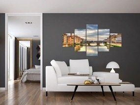 Obraz miasta z rzeką (125x70 cm)