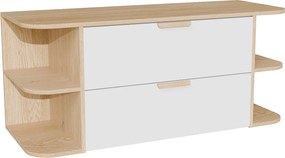 Wisząca szafka podumywalkowa z wnękami – Biały i jasny naturalny – szer. 120 cm – AVORELI