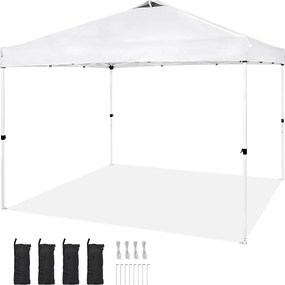 Rozkładana Altana Ogrodowa SucceBuy 304,8x304,8 Cm Plandeka Srebrna Powłoka PU 250D Przenośna Torba na Kółkach 4 Torby