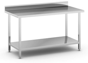 Stół roboczy ze stali nierdzewnej z półką i ogrodzeniem, 1500 x 700 x 850 mm