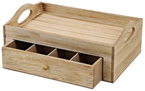 Taca do serwowania z szufladą na herbatę TEABOX 30x20 cm
