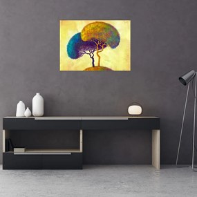 Obraz na szkle - Drzewa na wzgórzu (70x50 cm)