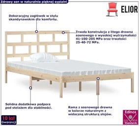 Podwójne łóżko z naturalnej sosny 140x200 - Bente 5X