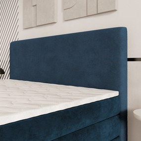 Masseno Łóżko kontynentalne MATERN z pojemnikiem na pościel 180x200 cm - Niebieski, POSO 05 + KRONOS 05