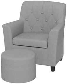 AIYAPLAY Fotel dla dzieci z pufem, oparcie w wzór w romby, miękkie siedzisko, drewniana rama, Szary