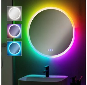 Brilagi-LED RGBW z ściemniaczem, podgrzewane lustro z podświetleniem CLARA PRO LED/18W/230V śr. 60 cm IP44