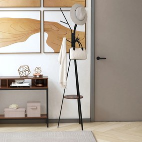 HOMCOM Stojak na Ubrania Metalowa Szafa 45x45x180cm Brązowy Wieszak do Korytarza | Aosom PL