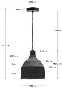 Czarna lampa wisząca z drewnianym kloszem ø 21 cm Amire – Kave Home
