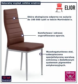 Ciemnobrązowe tapicerowane krzesło z ekoskóry - Zenida