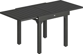 Outsunny Rozkładany Stół Ogrodowy 80/160 x 80 cm Aluminiowy Stół Jadalniany na 4-6 Osób, Prostokątny z Lamelowym Blatem | Aosom PL