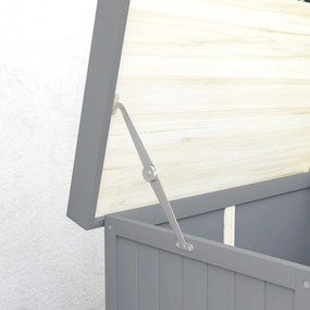 Outsunny Szafka Ogrodowa, Szafka na Narzędzia do Zewnętrznego Użytku, z Powierzchnią Roboczą, Drewno i Stal Nierdzewna, Podwójne Drzwi, Szary