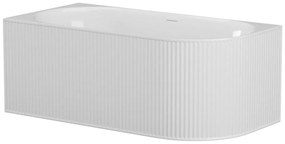 Wanna narożna ryflowana - 240 l - 170 x 80 x 60 cm - Biały mat - Akryl - Lewostronna - BARBORI