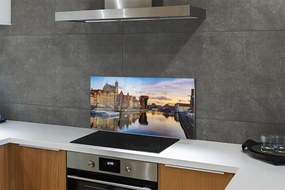 Panel Szklany Gdański Port o Wschodzie Słońca