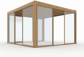 DRZWI PRZESUWNE SZKLANE LUXE 370X218 CM DO PERGOLI 4M KOLOR DREWNA