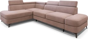 Masseno Narożnik AVISE z funkcją spania i pojemnikiem na pościel Narozniki L, Rozkładana sofa - Pudrowy róż, MATT VELVET 61