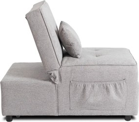 Fotel Wypoczynkowy Rozkładany IBERIS 67 cm Szary Tapicerowany Nowoczesny