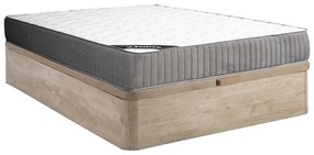 Zestaw 140 x 190 cm stelaż z jasną naturalną skrzynią + materac o grub. 30 cm z pianką HR i wierzchnią warstwą lateksu - MALINO marki YSMÉE