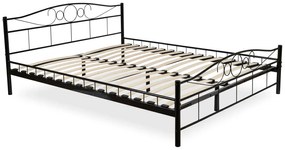 Czarne metalowe łóżko podwójne 160x200 - Lorix