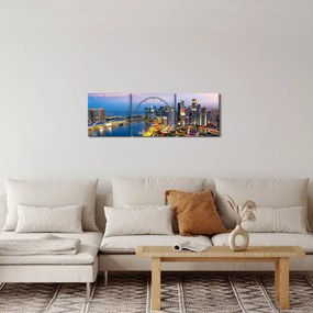 Obraz - Singapur, Azja (z zegarem) (90x30 cm)