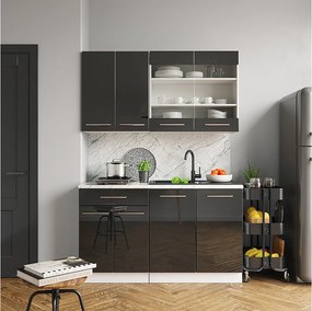 Pojedyncza kuchnia antracyt wysoki połysk 140x46x81.6 fame-line