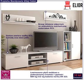 Komplet białych mebli do salonu - Meblościanka Armo 6X