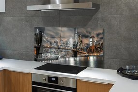 Panel szklany do Kuchni Nocny Pejzaż Miejski z Mostem