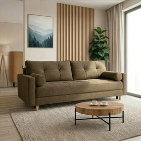 Sofa z Funkcją Spania LONAR Brązowa Boucle Nowoczesna