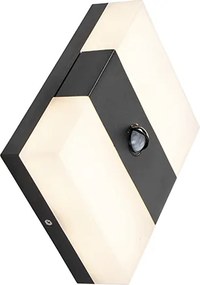 Lampa ścienna zewnętrzna czarna IP44 w tym LED z czujnikiem ruchu - Dualy
