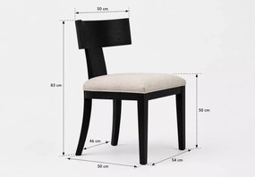 Drewniane czarne krzesło loft modern z kremowym tapicerowanym siedziskiem
