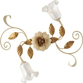 Lampa sufitowa w koszyku z żelaza lakierowanego na kolor kości słoniowej z 2 światłami H.17 Ø52 BL274-PL2-AV