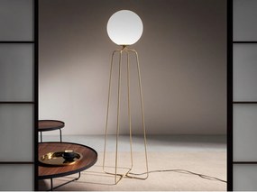 Lampa podłogowa ze złotej stali i białego szkła 8047 ANGEL CERDA