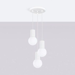 Lampa wisząca HALO 3P biała ryflowana SOLLUX  LIGHTING