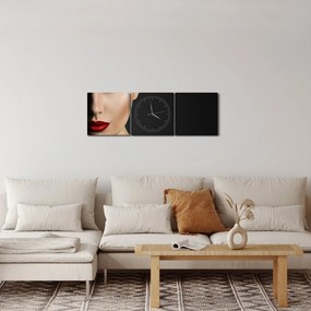 Obraz - Portret kobiety w kapeluszu (z zegarem) (90x30 cm)