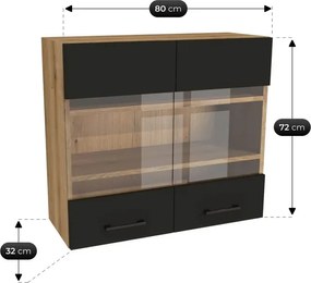 Zestaw Mebli Kuchennych MODERN 260 cm Czarny Loftowy