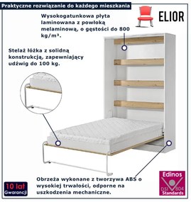 Półkotapczan pionowy biały + dąb 140x200 H9-G18
