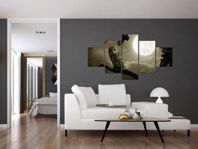 Obraz - Nocna sowa, złoty (125x70 cm)