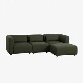 Sofa Modułowa 3-częściowa Z Pufą Fogler Chenille Salvia Zieleń - Sklum