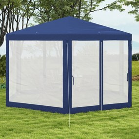 Outsunny Pawilon Ogrodowy, 6-kąt, Moskitiery, Metalowa Konstrukcja, 3,94x3,412x2,5m, Niebieski
